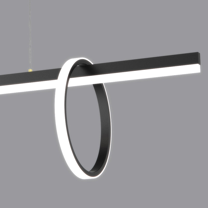 Luce a ciondolo a LED LED LINEAR BLACE Light a soffitto in ferro battuto in stile moderno con tonalità in alluminio