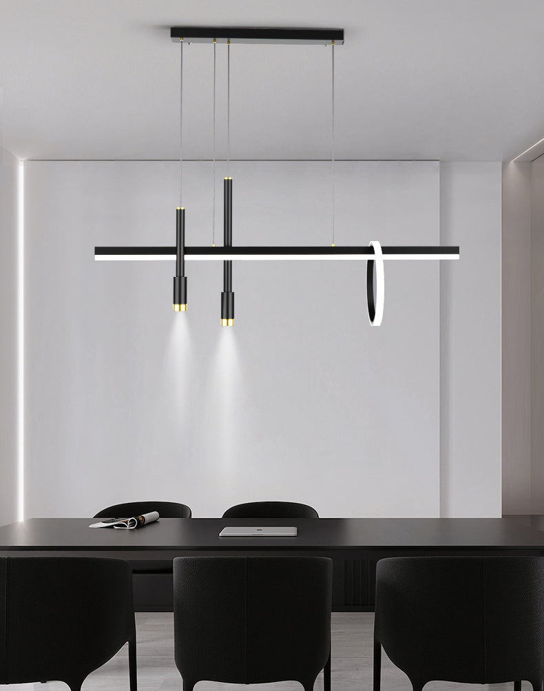 Luce a ciondolo a LED LED LINEAR BLACE Light a soffitto in ferro battuto in stile moderno con tonalità in alluminio