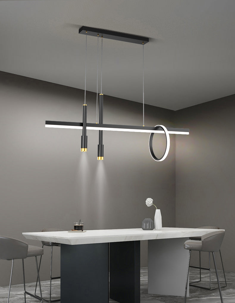 Luce a ciondolo a LED LED LINEAR BLACE Light a soffitto in ferro battuto in stile moderno con tonalità in alluminio