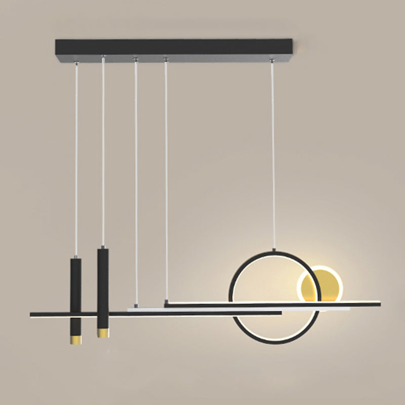 Luce a sospensione dell'isola a LED lineare in alluminio in moderna luce del soffitto in ferro battuto in stile creativo con ombra acrilica