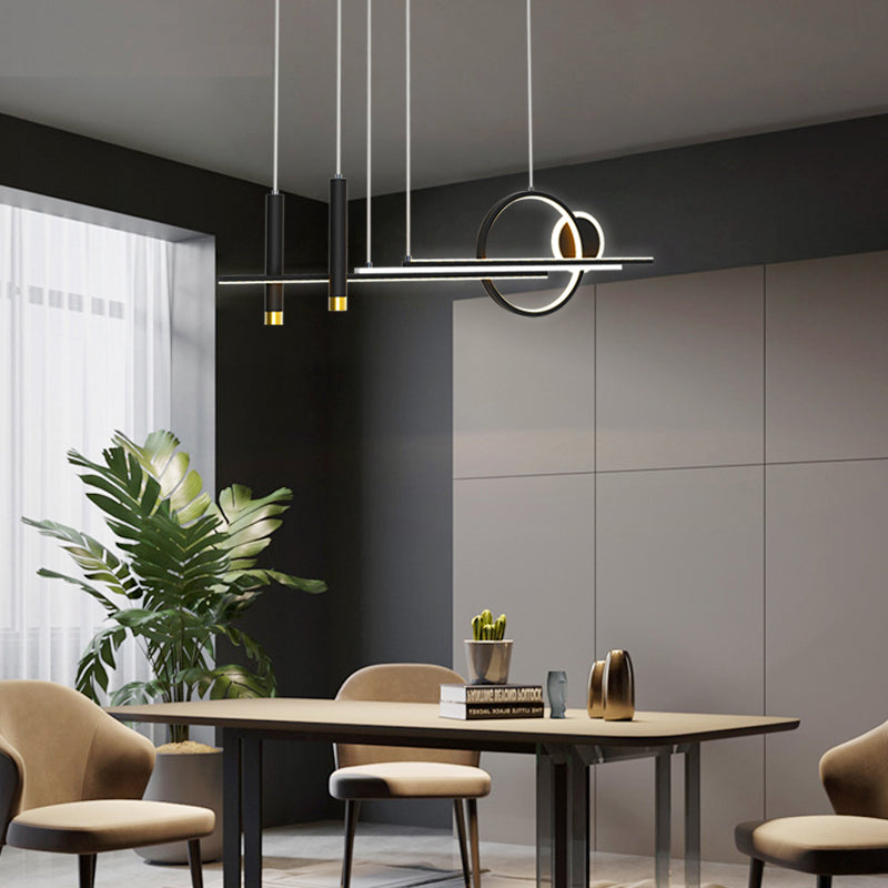 Luce a sospensione dell'isola a LED lineare in alluminio in moderna luce del soffitto in ferro battuto in stile creativo con ombra acrilica