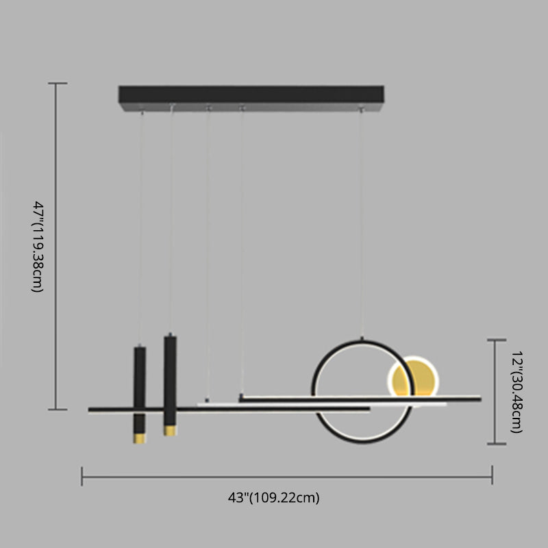 Luce a sospensione dell'isola a LED lineare in alluminio in moderna luce del soffitto in ferro battuto in stile creativo con ombra acrilica
