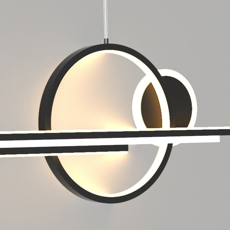 Luce a sospensione dell'isola a LED lineare in alluminio in moderna luce del soffitto in ferro battuto in stile creativo con ombra acrilica