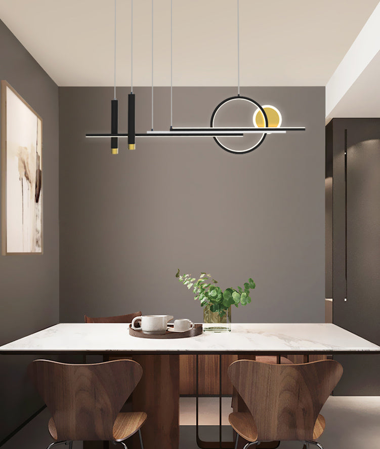 Luce a sospensione dell'isola a LED lineare in alluminio in moderna luce del soffitto in ferro battuto in stile creativo con ombra acrilica