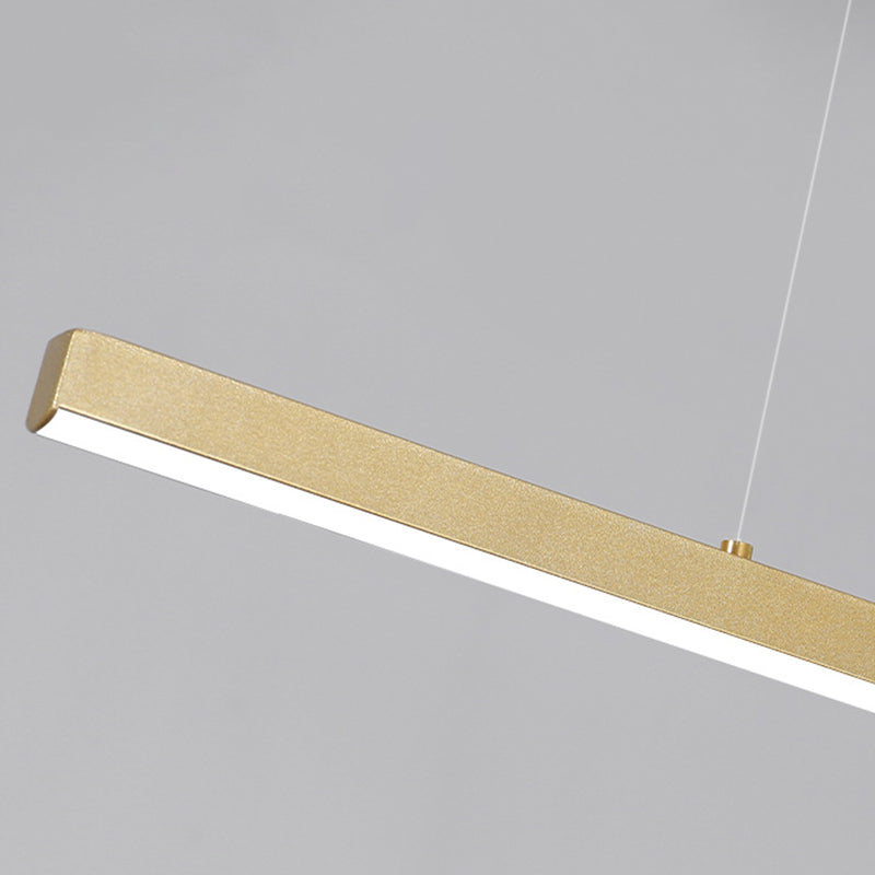 Lampada a LED lineare oro Lampada minimalista a ciondolo in metallo in metallo a 3 luci per sala da pranzo
