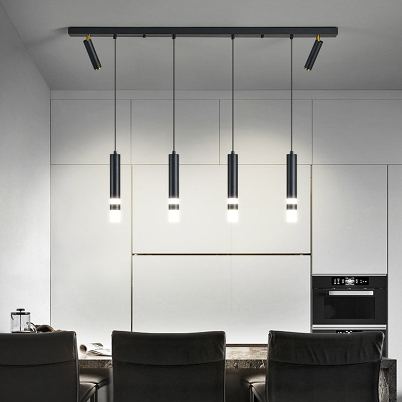 Luce a ciondolo a LED LED LINEAR BLACE Luce a soffitto in ferro battuto in stile moderno con ombra acrilica