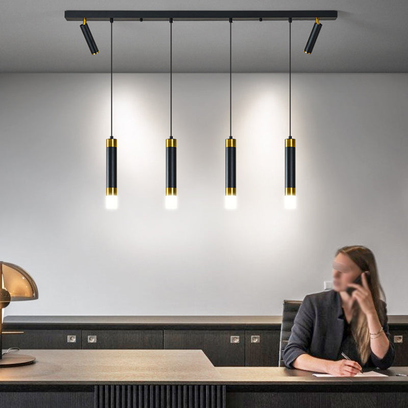 Luce a ciondolo a LED LED LINEAR BLACE Luce a soffitto in ferro battuto in stile moderno con ombra acrilica