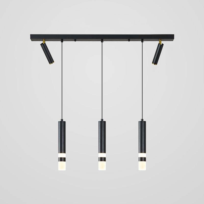 Luce a ciondolo a LED LED LINEAR BLACE Luce a soffitto in ferro battuto in stile moderno con ombra acrilica