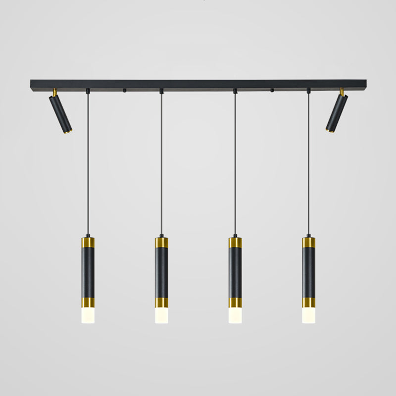 Luce a ciondolo a LED LED LINEAR BLACE Luce a soffitto in ferro battuto in stile moderno con ombra acrilica