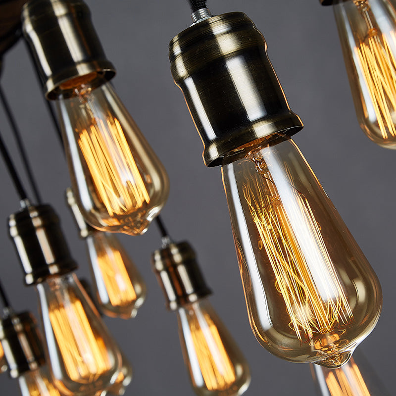 Bare Bulb Large Kitchen Pendant Lights Wood Rustic Island Light for Restaurant