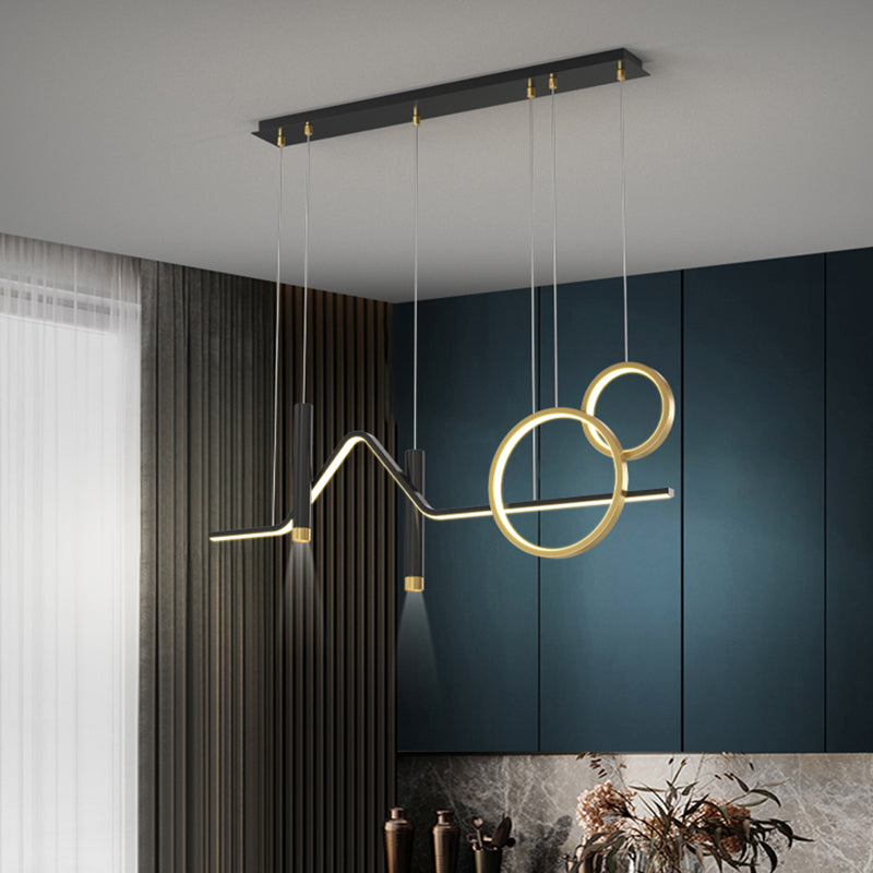 Black and Gold LED Island Pendant Light in Modern Creative Style Wrought Iron Ceiling Light with Aluminium Lamp