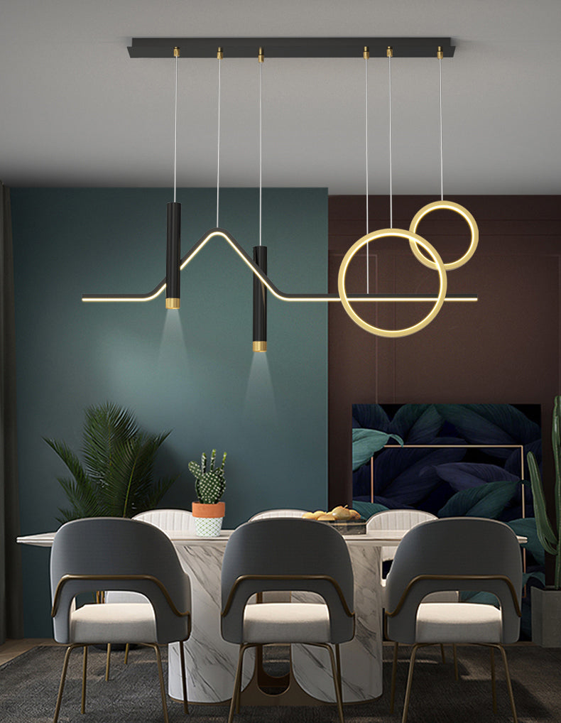 Black and Gold LED Island Pendant Light in Modern Creative Style Wrought Iron Ceiling Light with Aluminium Lamp