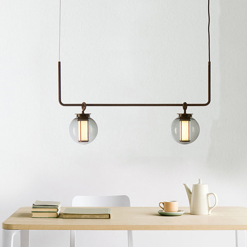 Vetro 2 luci isola illuminazione a sospensione sferico isola industriale lampade per bar