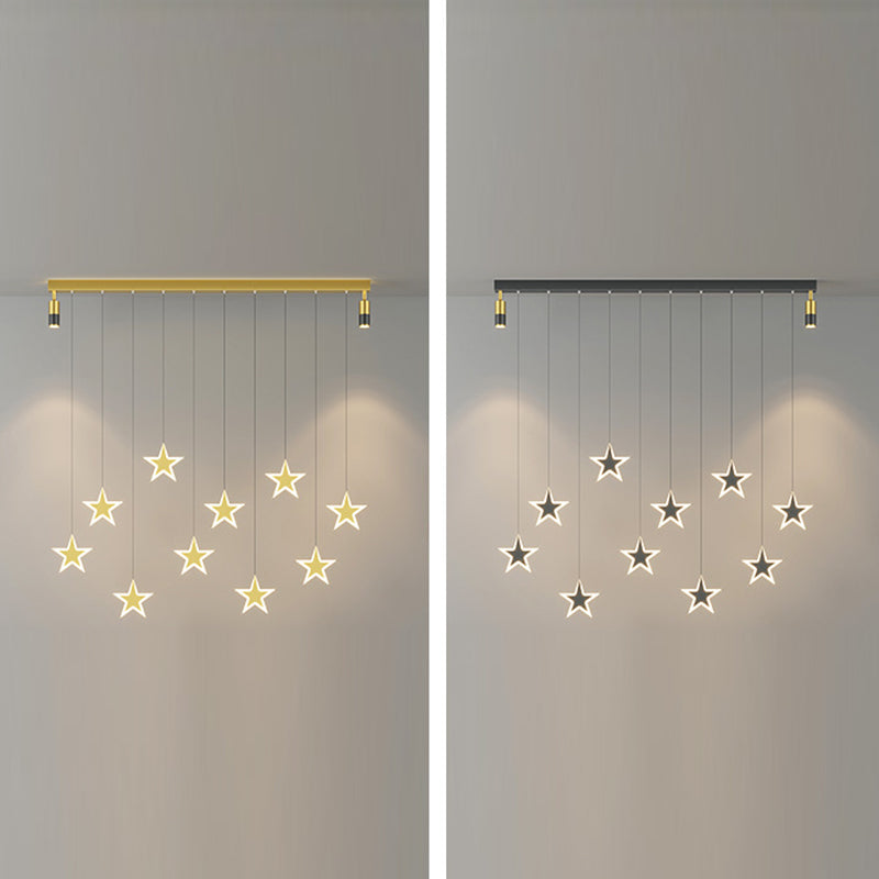 Starry Multi-Light Pendant Modernist Acrylic Dining Room LED Hanging Light over Island