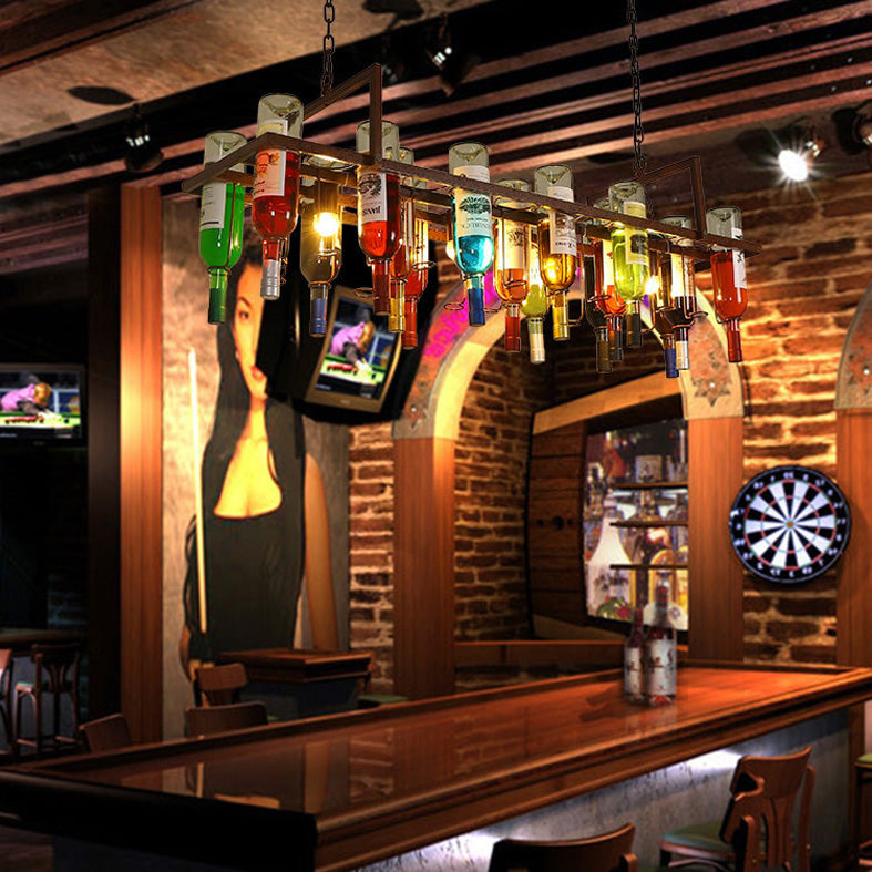 Isola illuminazione a pendente in stile vintage bar impiccato Apparecchiatura a soffitto con bottiglie tonalità in metallo in multi-colore