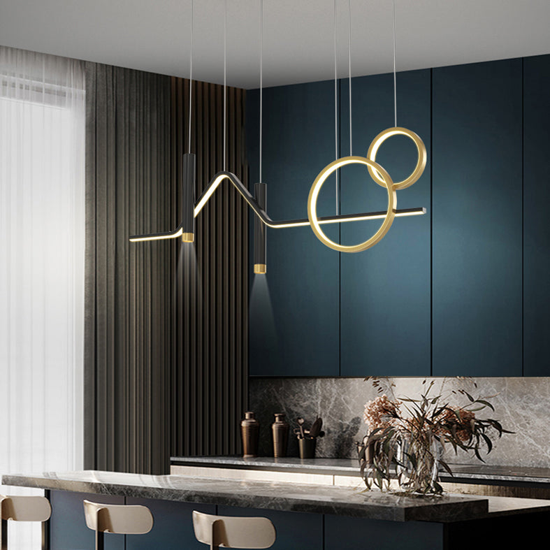 Black and Gold LED Island Pendant Light in Modern Creative Style Wrought Iron Ceiling Light with Aluminium Lamp