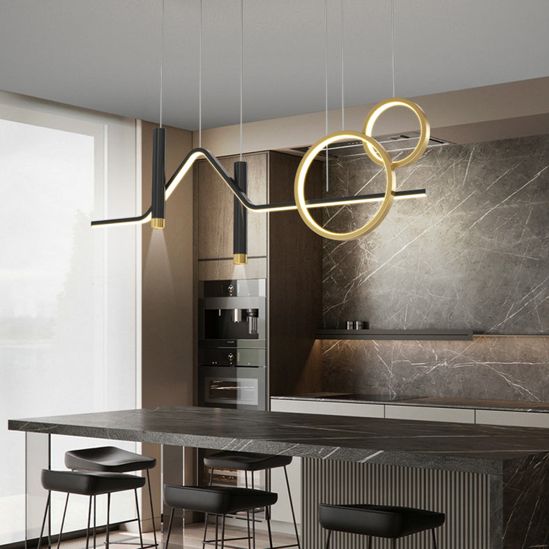 Black and Gold LED Island Pendant Light in Modern Creative Style Wrought Iron Ceiling Light with Aluminium Lamp