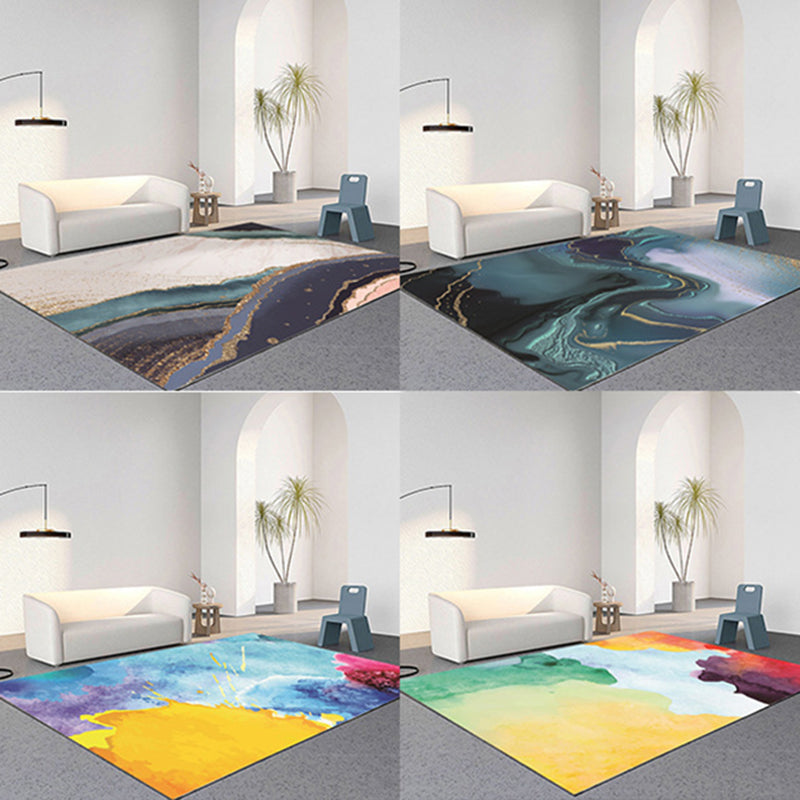 Abstract Area Rug Ink Painting Carpet Stain Resistant Rug for Living Room, Bedroom