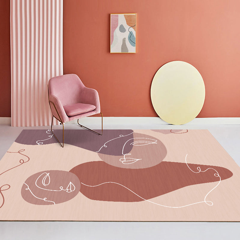 Modern Color Block Rug Polyester Area Carpet Washable Indoor Rug for Bedroom