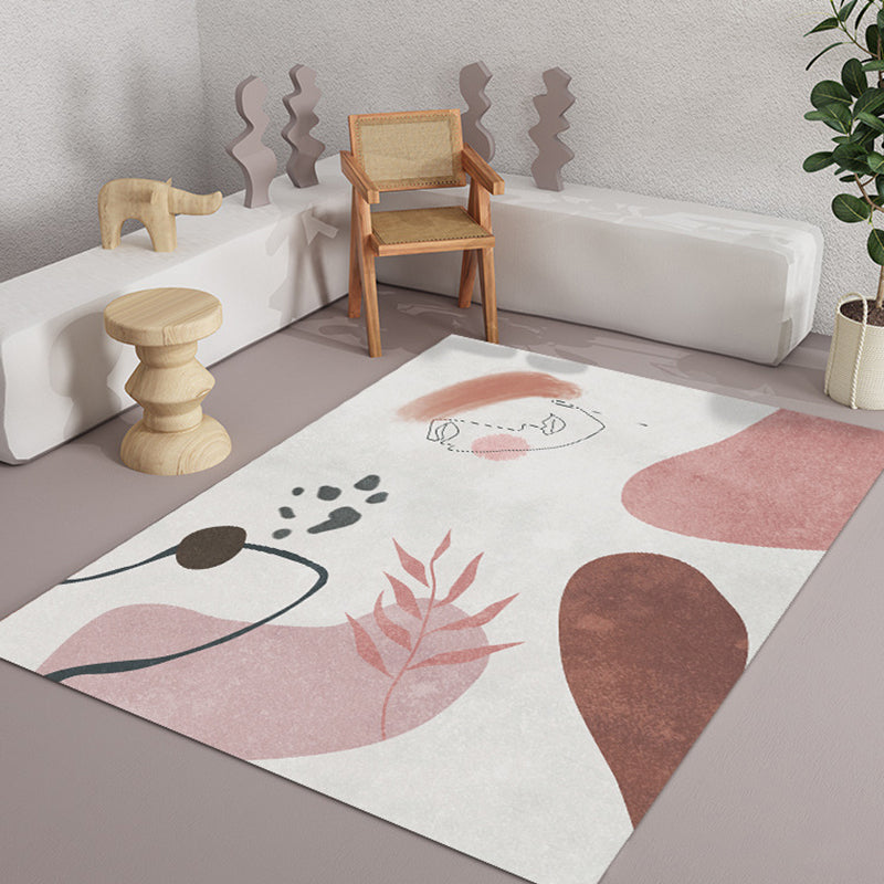 Modern Color Block Rug Polyester Area Carpet Washable Indoor Rug for Bedroom