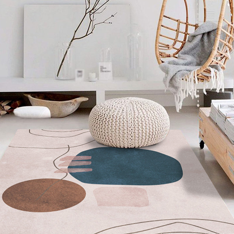 Modern Color Block Rug Polyester Area Carpet Washable Indoor Rug for Bedroom