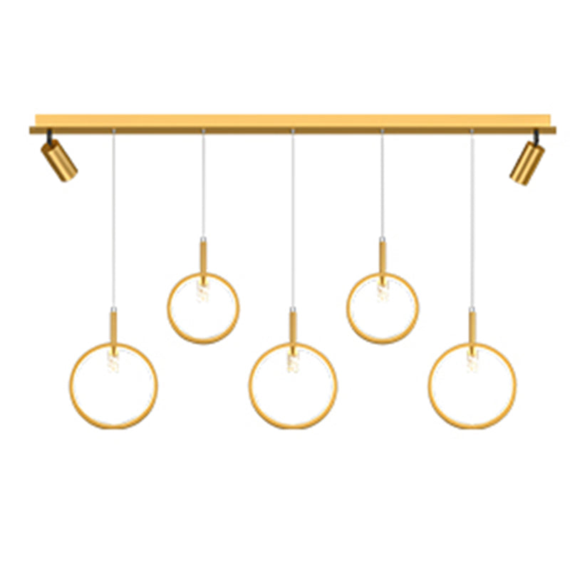 Modern Creative Linear Island Pendant Light Wought Iron Indoor LED Ceiling Light with Acrylic Shade