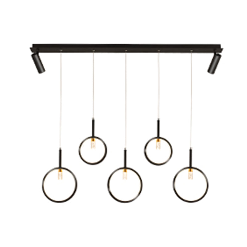 Modern Creative Linear Island Pendant Light Wought Iron Indoor LED Ceiling Light with Acrylic Shade