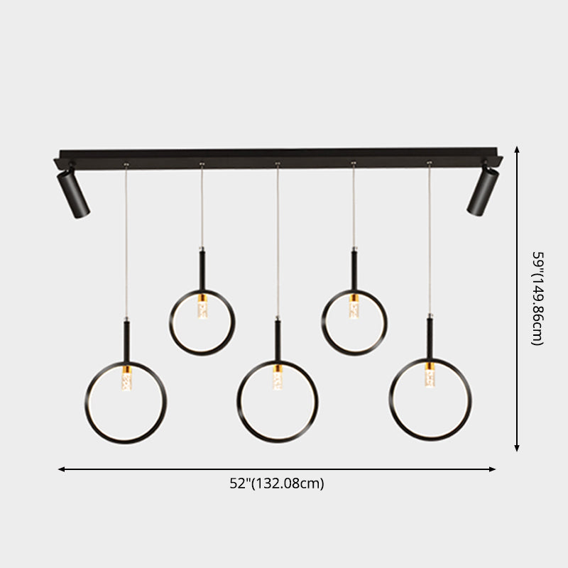 Modern Creative Linear Island Pendant Light Wought Iron Indoor LED Ceiling Light with Acrylic Shade