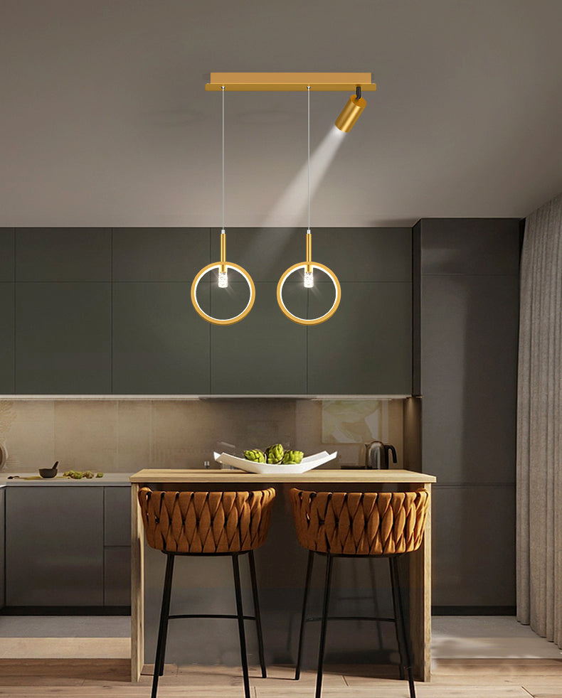 Modern Creative Linear Island Pendant Light Wought Iron Indoor LED Ceiling Light with Acrylic Shade