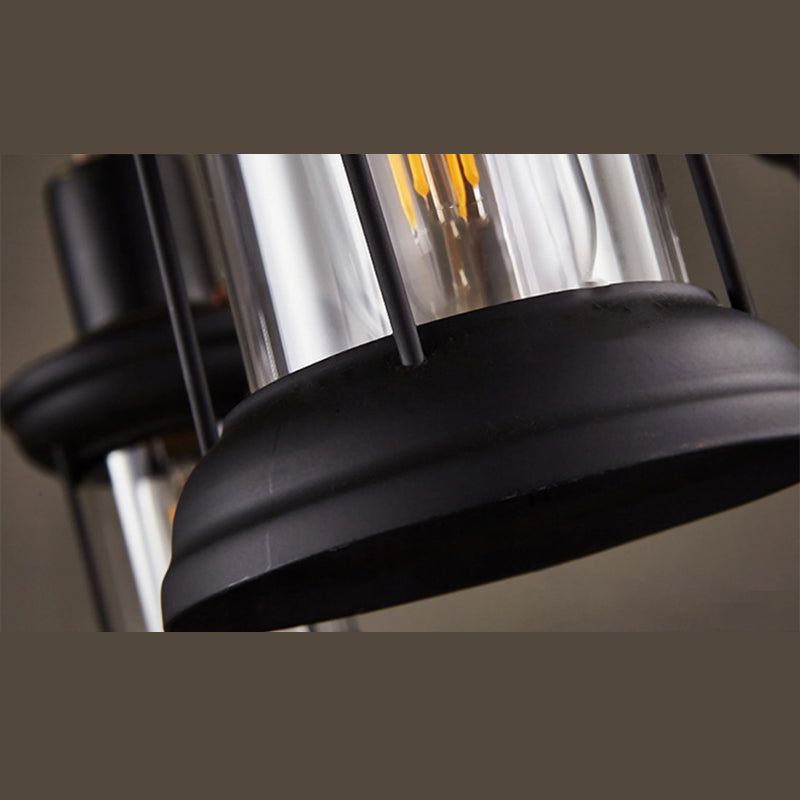 Wrought Iron Adjustable Island Pendant Light in Industrial Vintage Style Wooden 6-Light Ceiling Light for Dining Room