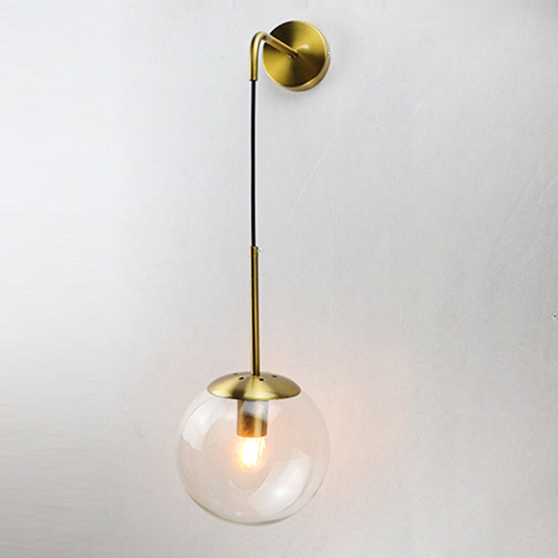 Modernism Simplicity Glass Wall Lamp Adjustable Suspension Wire Design Single Bulb Orb Sconce Light for Bedroom