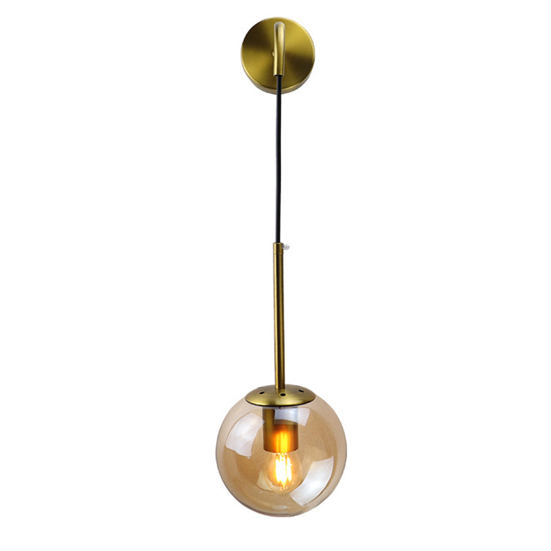 Modernism Simplicity Glass Wall Lamp Adjustable Suspension Wire Design Single Bulb Orb Sconce Light for Bedroom