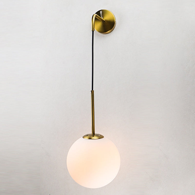 Modernism Simplicity Glass Wall Lamp Adjustable Suspension Wire Design Single Bulb Orb Sconce Light for Bedroom
