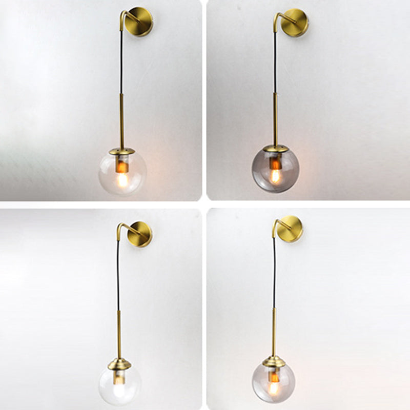 Modernism Simplicity Glass Wall Lamp Adjustable Suspension Wire Design Single Bulb Orb Sconce Light for Bedroom