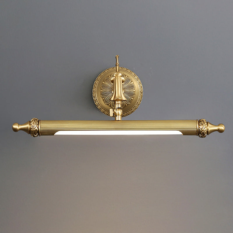 28 "brede traditionele stijl LED ijdelheid spiegellicht Antiek messing Langstrip wandlamp voor badkamer