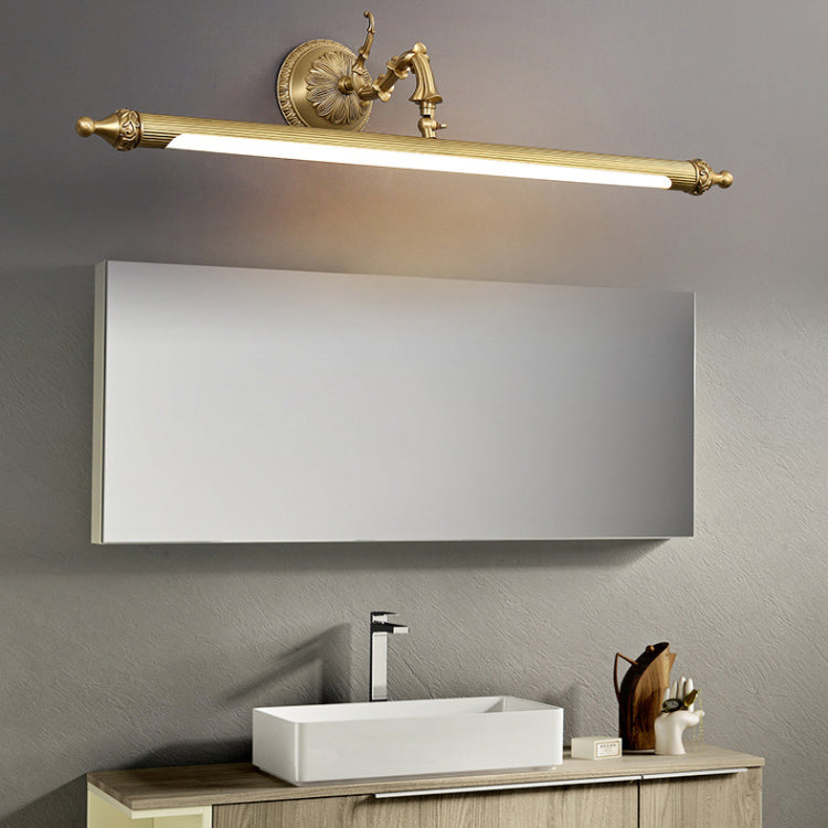 28 "breit traditioneller LED-Eitelkeitsspiegel Leicht antikes Messing Langstreifen-Wandlampe für Badezimmer