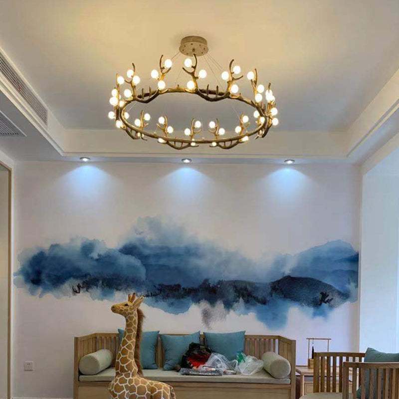 Deer Antler Wood Chandelier Light Fixture Rustic Dining Room Chandelier Pendant Light