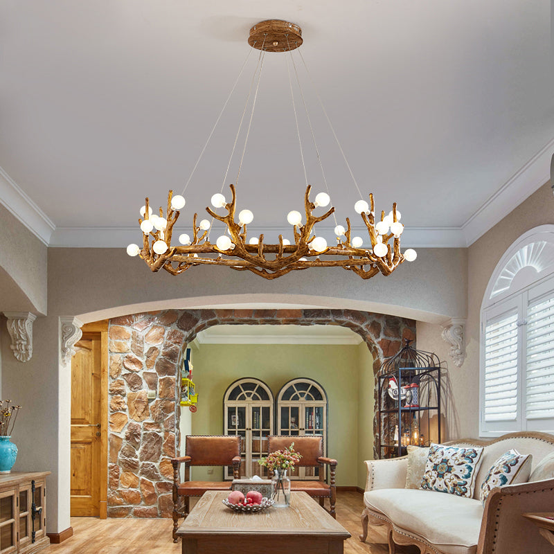 Deer Antler Wood Chandelier Light Fixture Rustic Dining Room Chandelier Pendant Light