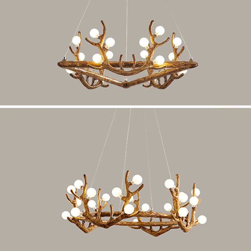 Deer Antler Wood Chandelier Light Fixture Rustic Dining Room Chandelier Pendant Light