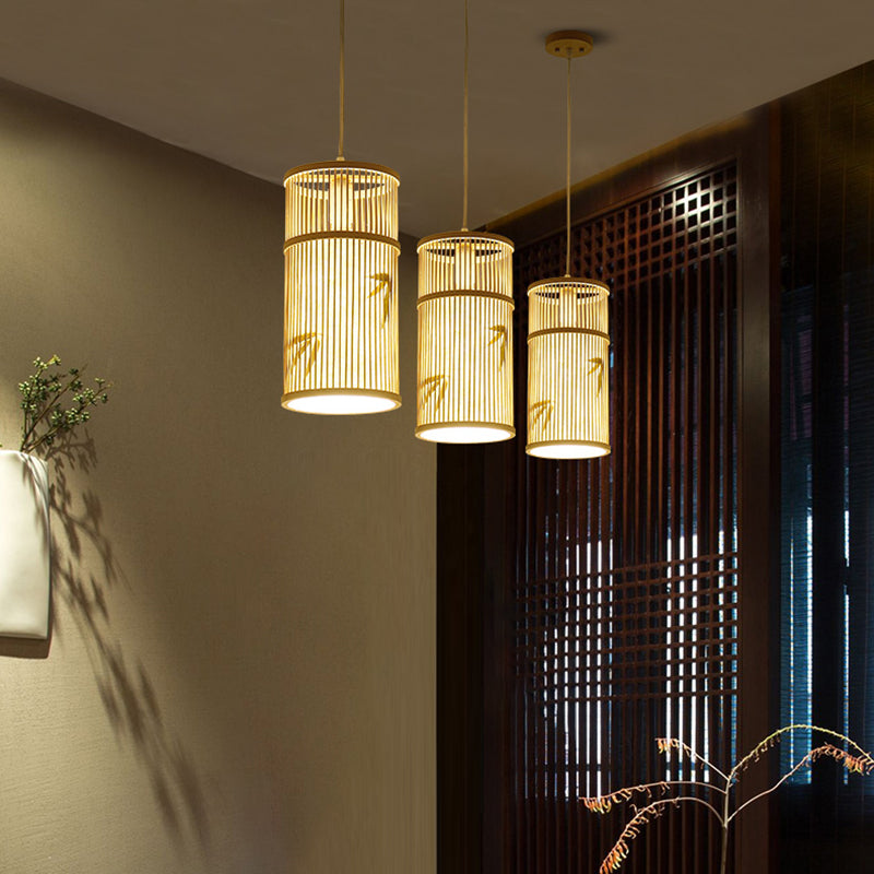 Moderne esthetiek cilindrische suspensie licht houten single-bulb gang hanglamp met hanglamp