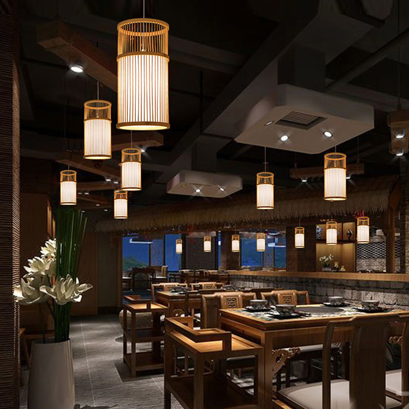 Moderne esthetiek cilindrische suspensie licht houten single-bulb gang hanglamp met hanglamp