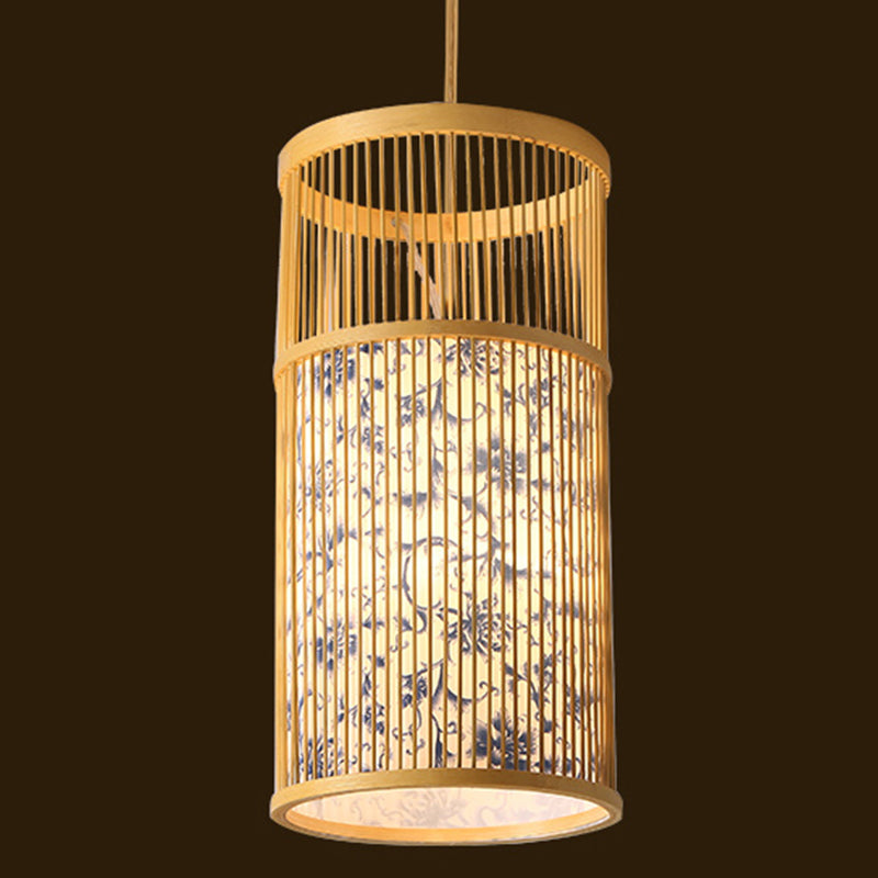 Moderne esthetiek cilindrische suspensie licht houten single-bulb gang hanglamp met hanglamp