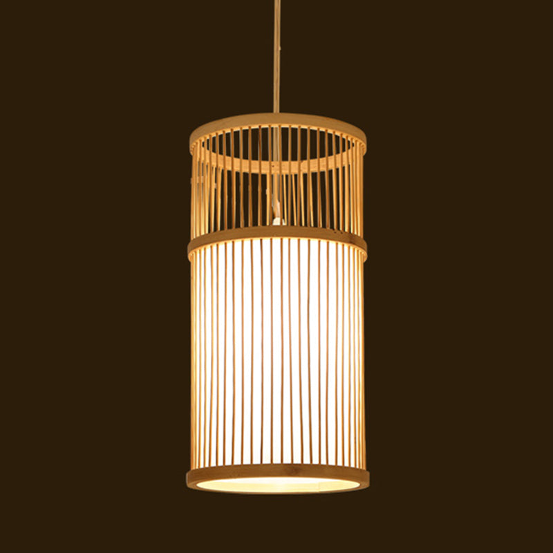 Moderne esthetiek cilindrische suspensie licht houten single-bulb gang hanglamp met hanglamp