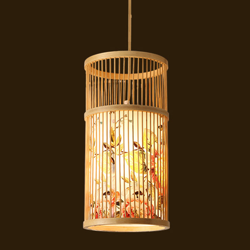 Moderne esthetiek cilindrische suspensie licht houten single-bulb gang hanglamp met hanglamp