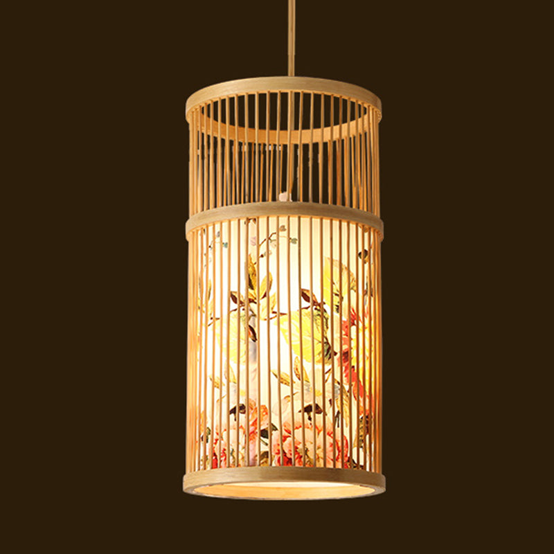 Moderne esthetiek cilindrische suspensie licht houten single-bulb gang hanglamp met hanglamp