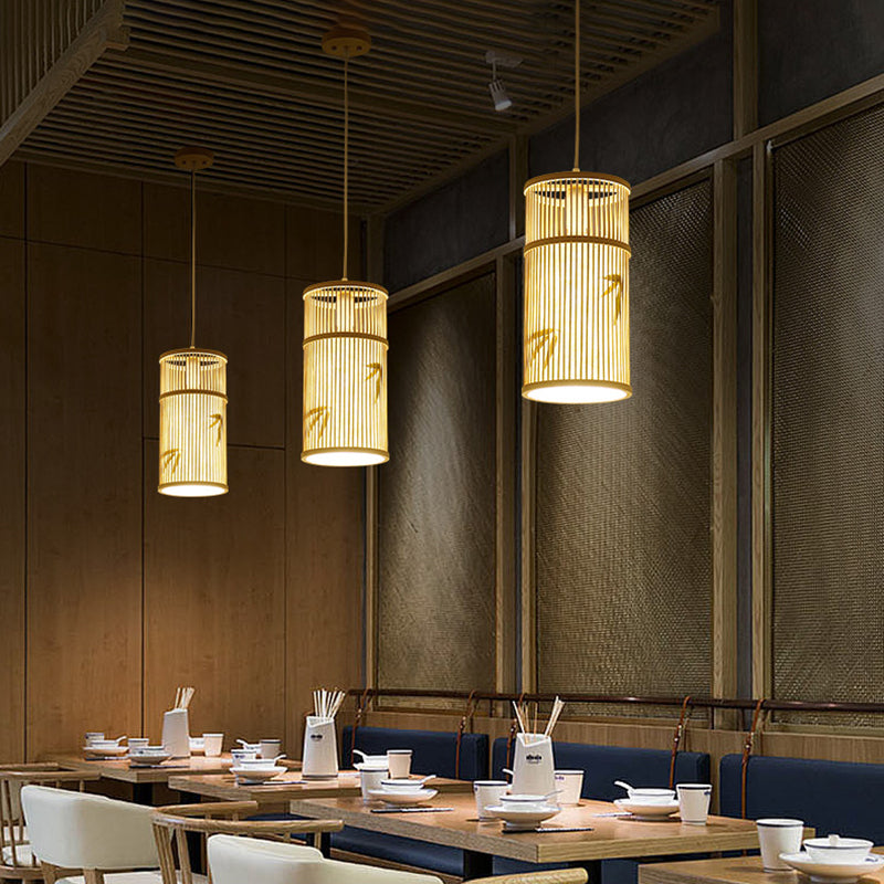 Moderne esthetiek cilindrische suspensie licht houten single-bulb gang hanglamp met hanglamp