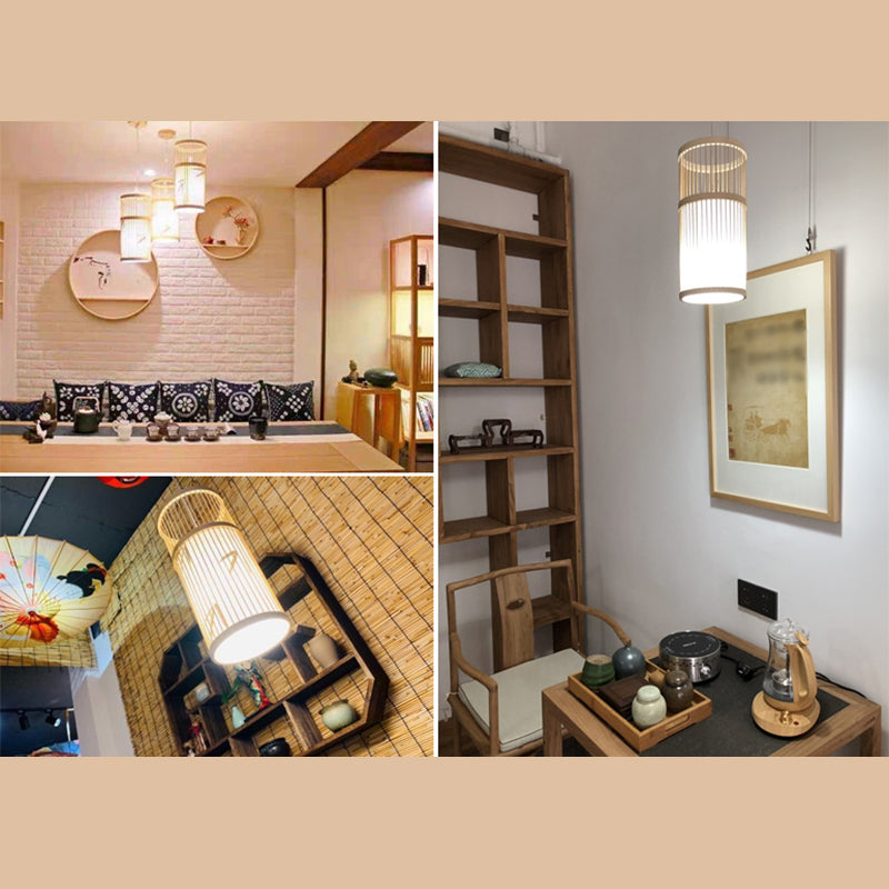 Moderne esthetiek cilindrische suspensie licht houten single-bulb gang hanglamp met hanglamp