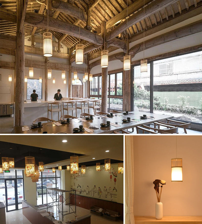 Moderne esthetiek cilindrische suspensie licht houten single-bulb gang hanglamp met hanglamp