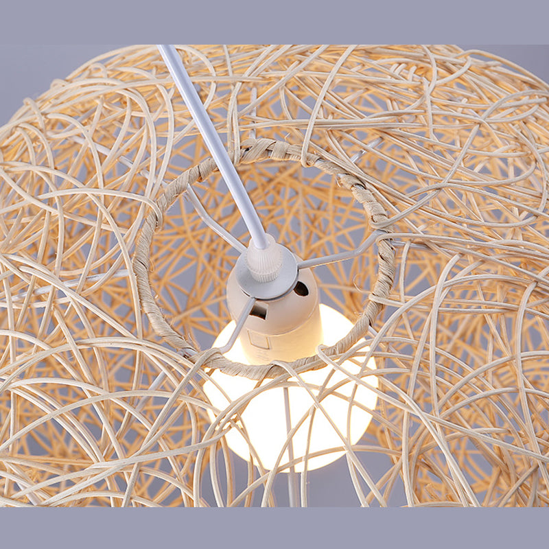 Rattan gewebter Globe Anhänger Einfachheit 1-Licht-Suspension Licht für den Untersuchungsraum