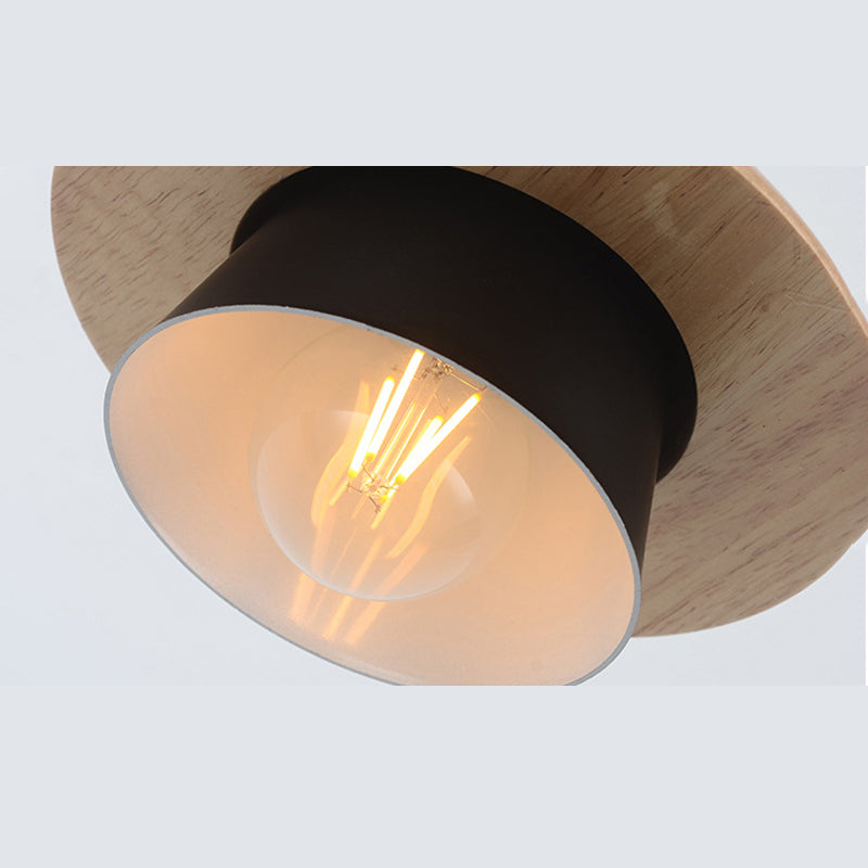 1-Light Nordic Style Minimalism Hanging Light Geometric Shaped Wooden Pendant Lamp for Bedroom